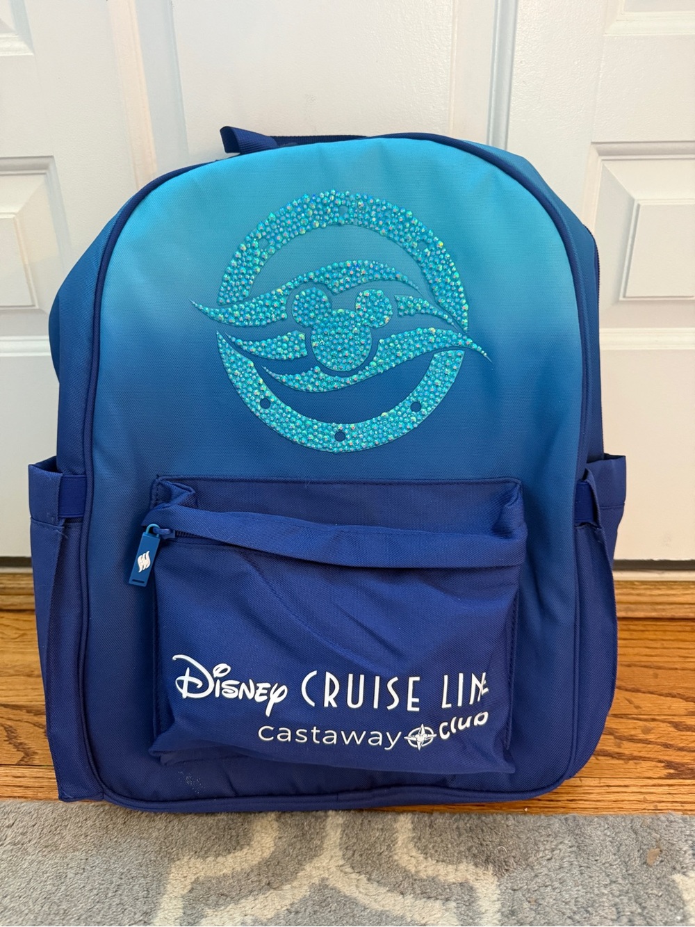 Disney cruise hand rhinestoned Blue Ombre Backpack, castaway club